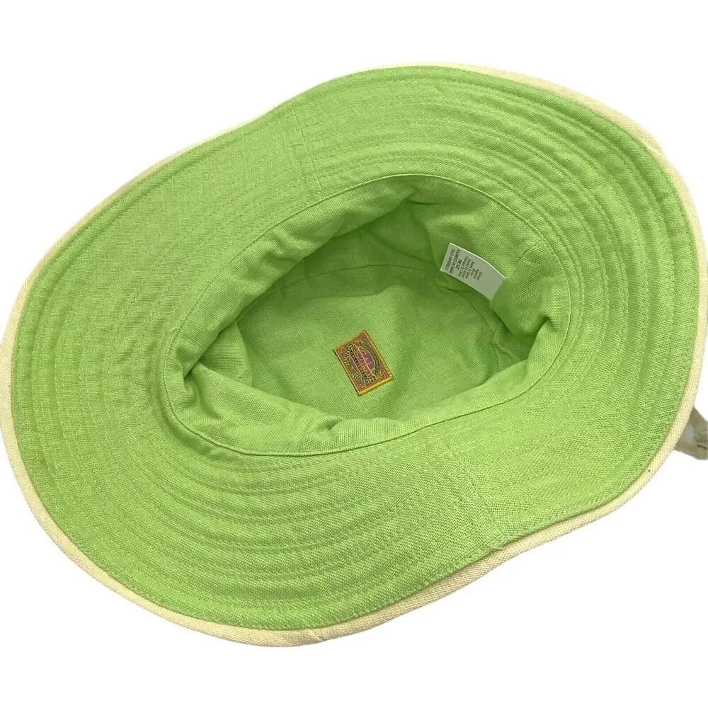 The Scala Collection Sun Hat Women's Green Cream Canvas Comfort Fitted One Size
